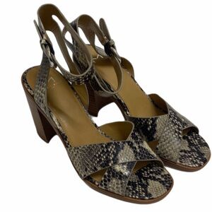 Marc Fisher LTD Orla Snake Print Sandals with Stacked Heel Size 8M